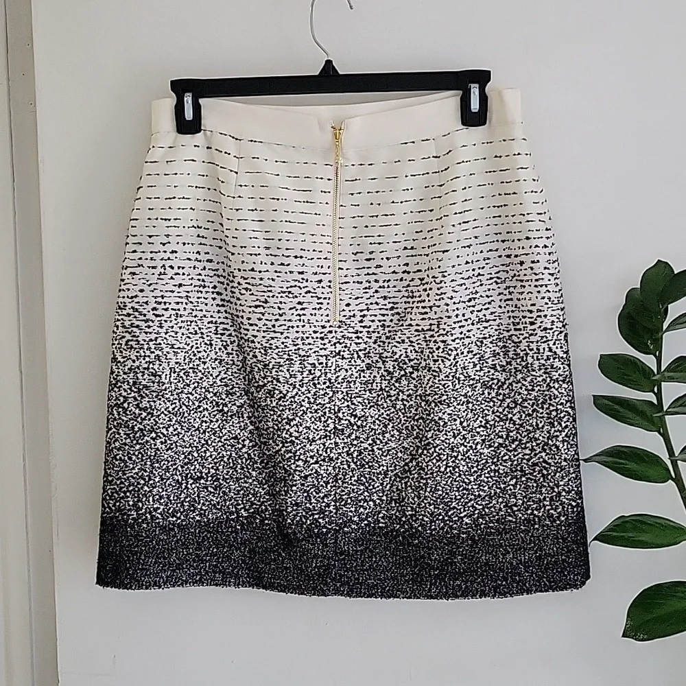 Kate Spade Long Kylie Clotted Cream Black Dot Ombre Skirt 12 NWOT